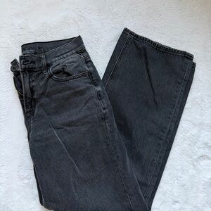 American Eagle Strigid Black High-Waisted Wide Leg Jeans Size 00 Short